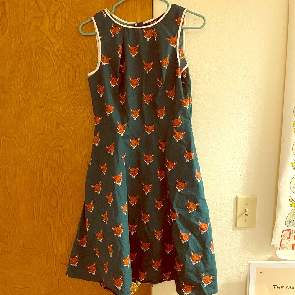 Eshakti fox print dress, size small, 6, pockets